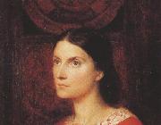 Portrait of Lady Wolverton,nee Georgiana Tufnell,half length,earing a red dress (mk37) George Frederick watts,O.M.,R.A.